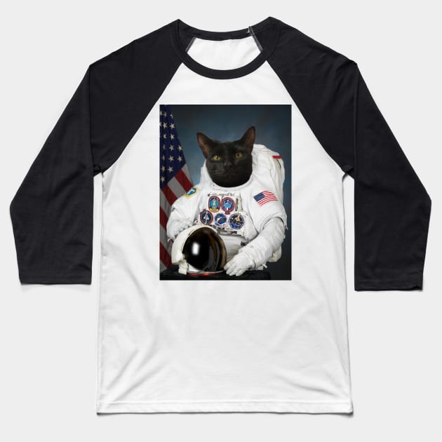 Black Cat Astronaut (Nasa Employee Photo) Baseball T-Shirt by treszurechest